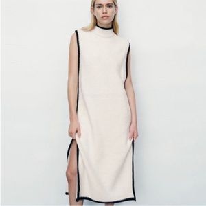 Zara Cream Sweater Knit Dress with Black outline